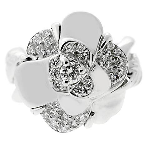 chanel jewelry camellia collection|Chanel camelia diamond ring.